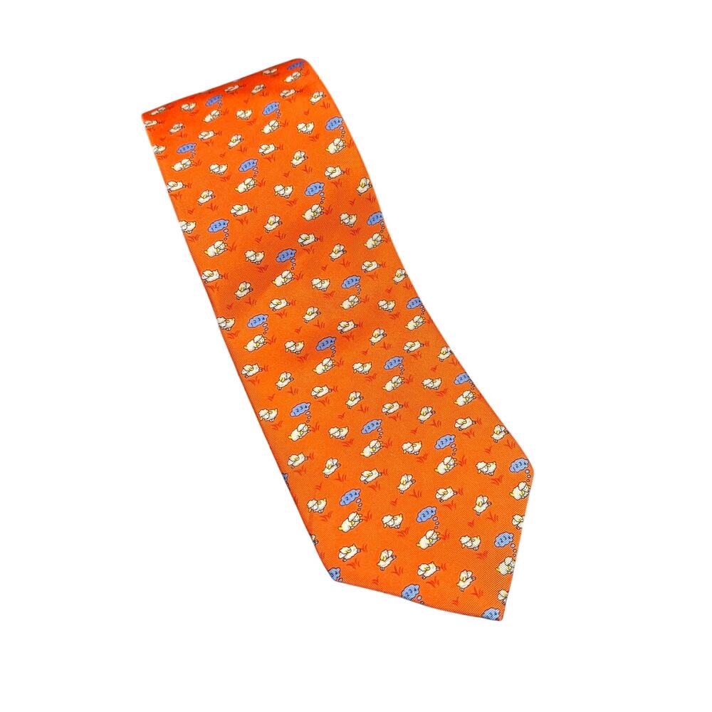 Brooks Brothers 346 Silk Tie Orange Counting Sheep Novelty Necktie Made USA